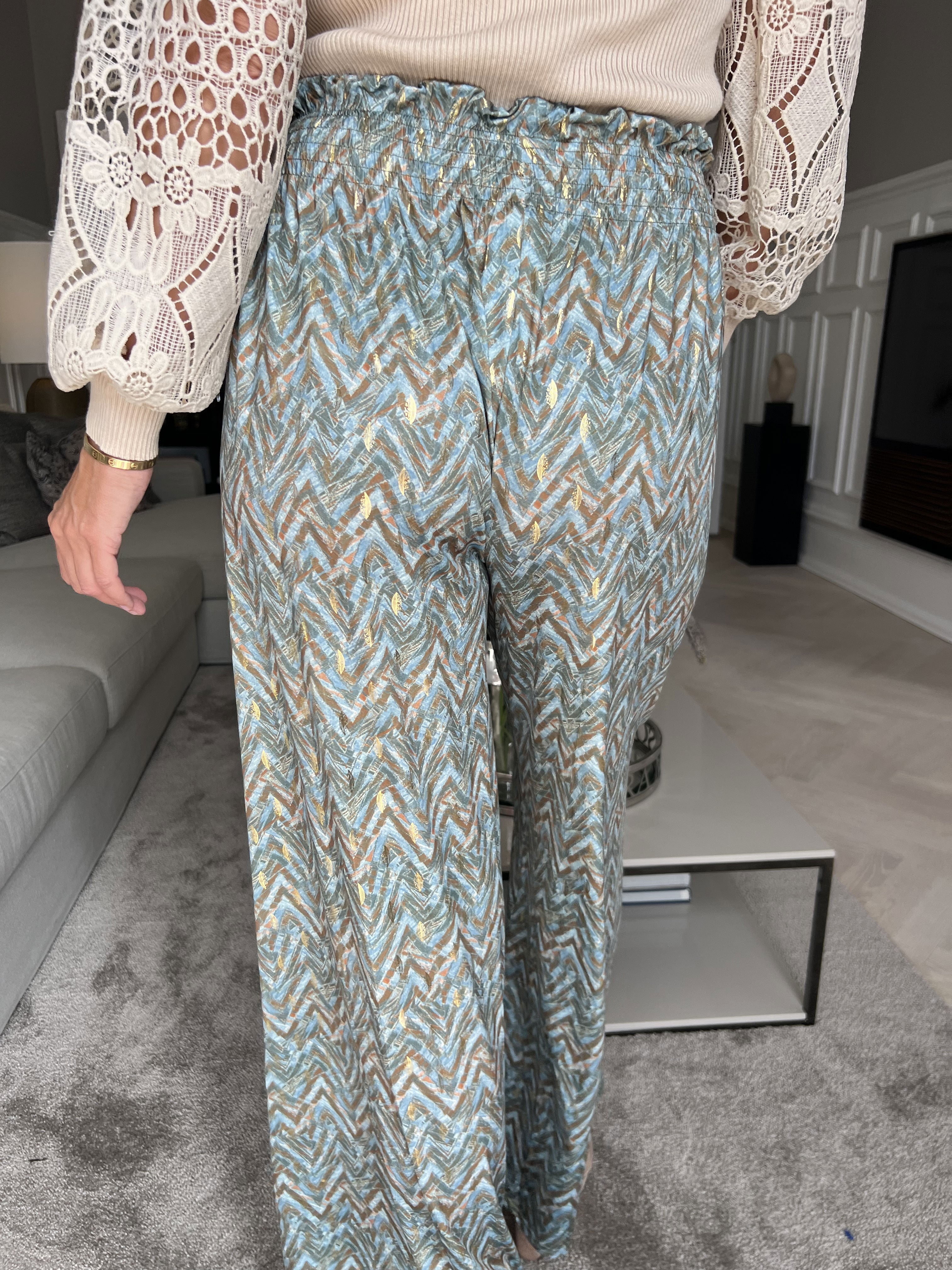 Pams Pants ZigZag - Løse mønstret bukser i elastisk stof